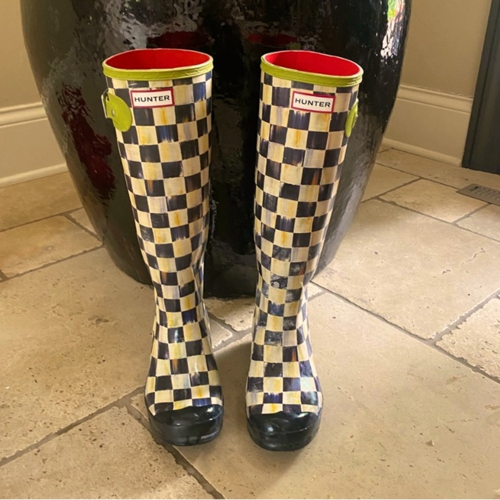 Hunter MacKenzie Childs | Courtly Check Tall Rainboots Checkerboard 8